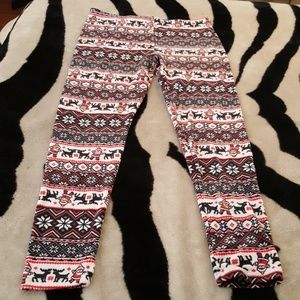 Fair isle Santa Christmas velour leggings XL